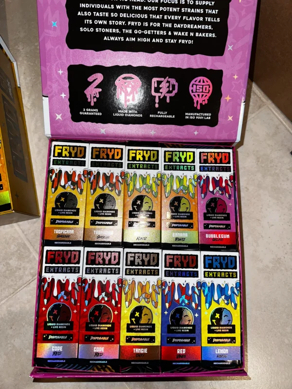 Variety of Flavors," "Fryd 2g Disposable Vape - Compact and Ergonomic Design
